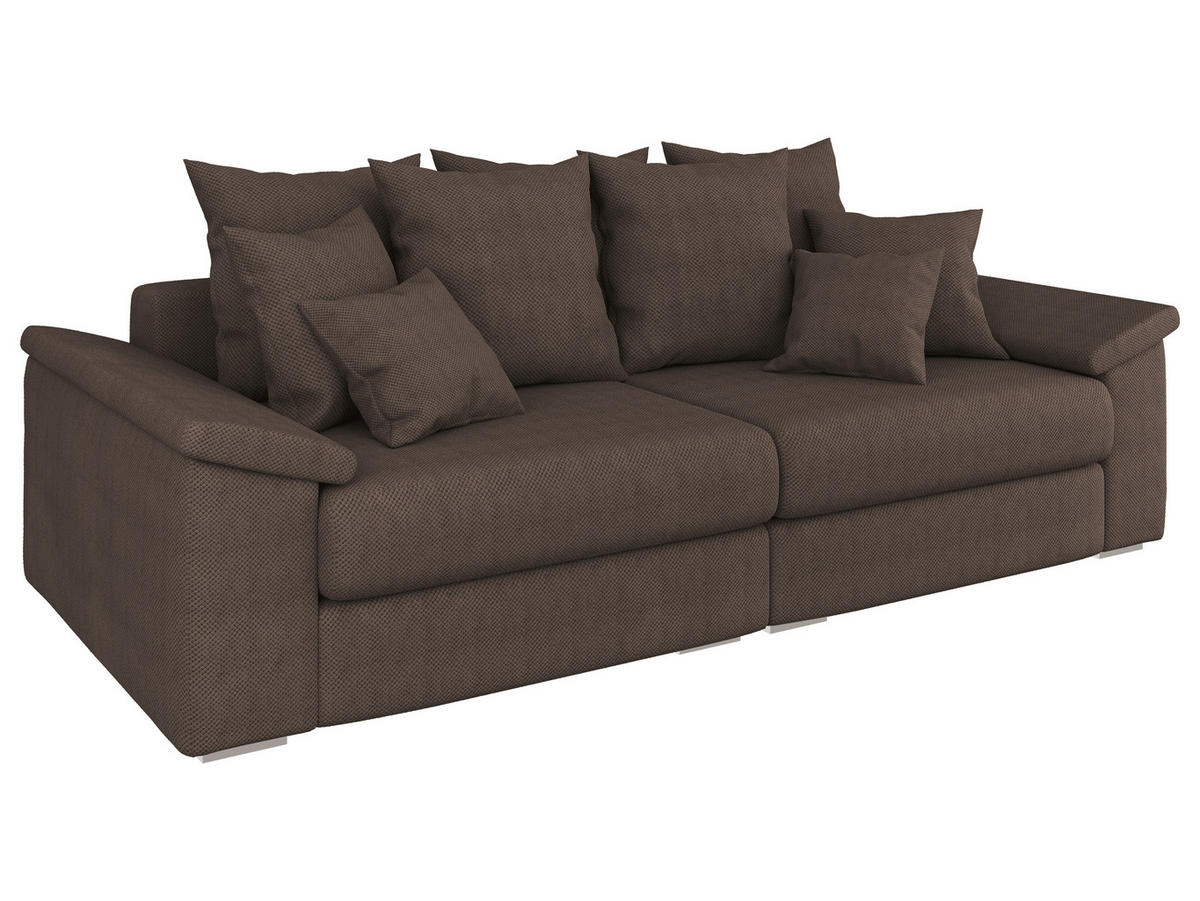 BIGSOFA TERMINI Velours, Webstoff Braun  - Beige/Naturfarben, Design, Holz/Textil (260/98/123cm) - MID.YOU