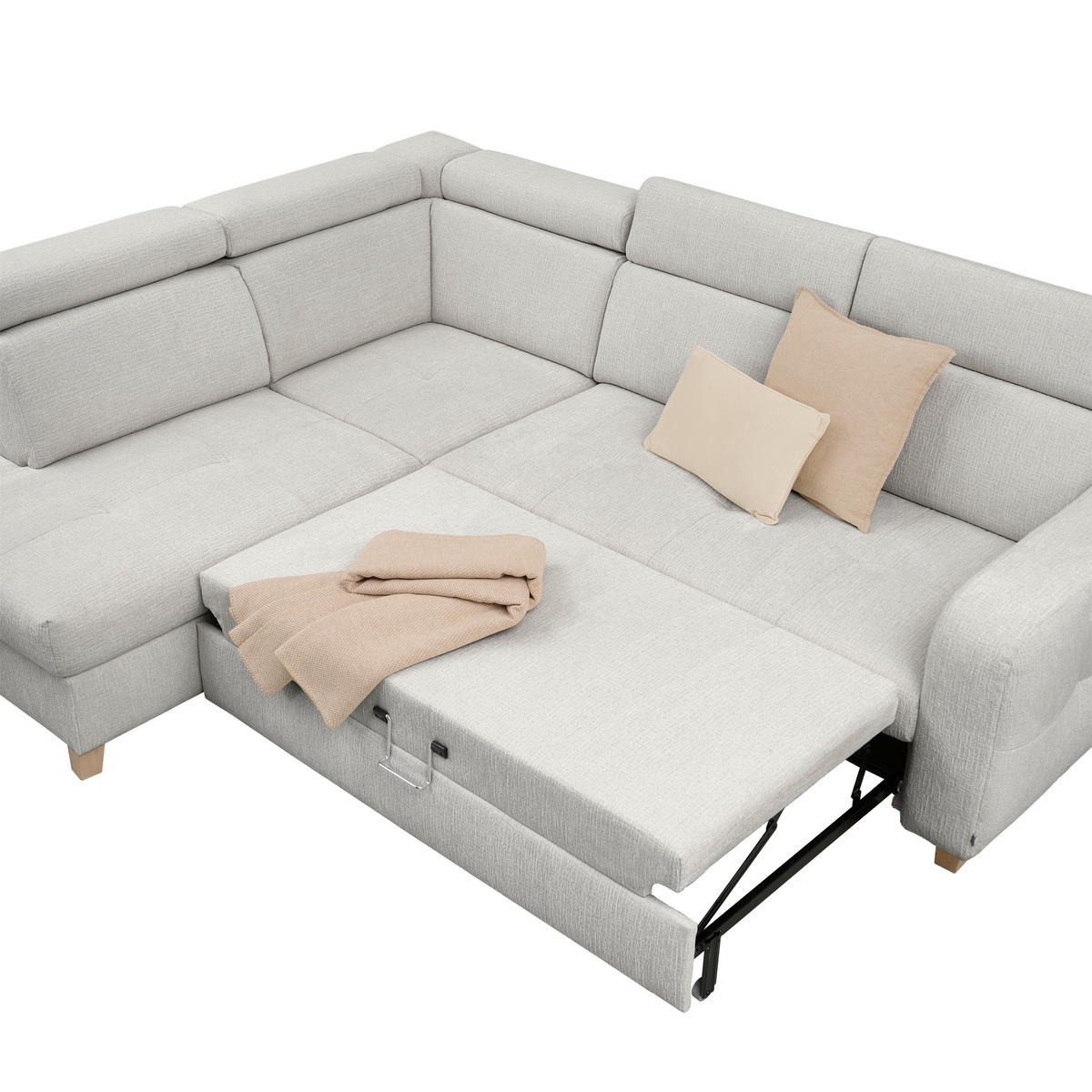 ECKSOFA inkl. Funktionen Grau Samt  - Grau, Design, Holz/Textil (206/261cm) - Venda