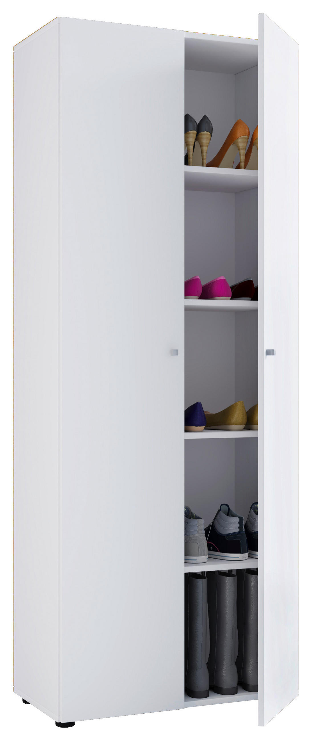 SCHUHSCHRANK Vandol  in 71/180/39 cm  - Weiss/Silberfarben, Design, Holzwerkstoff/Kunststoff (71/180/39cm) - MID.YOU