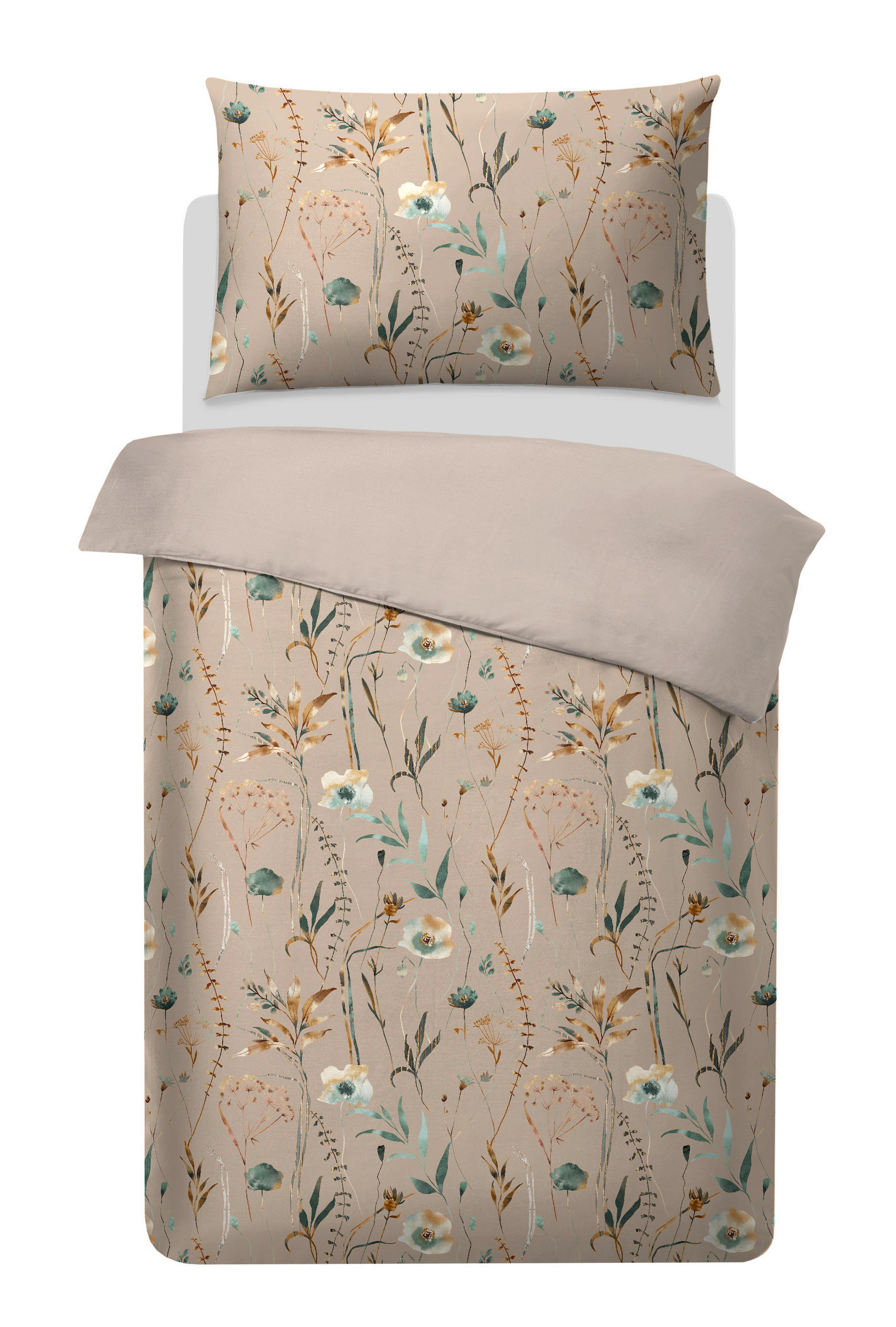 BETTWÄSCHESET Flower Romance Satin 200/210 cm  65 cm/100 cm  - Beige, Basics, Textil (200/210cm) - Ambiente