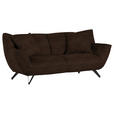 3-SITZER-SOFA in Samt Dunkelbraun  - Dunkelbraun/Schwarz, Design, Textil/Metall (203/90/95cm) - Carryhome