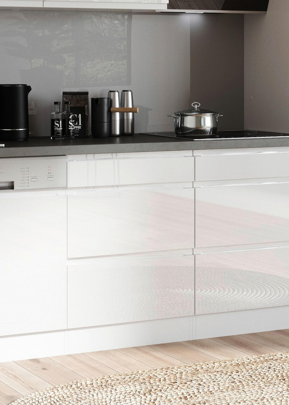 KÜCHENUNTERSCHRANK 60/86/60 cm  in Grau, Weiß, Weiß Hochglanz  - Weiß Hochglanz/Weiß, LIFESTYLE, Holzwerkstoff (60/86/60cm) - Held
