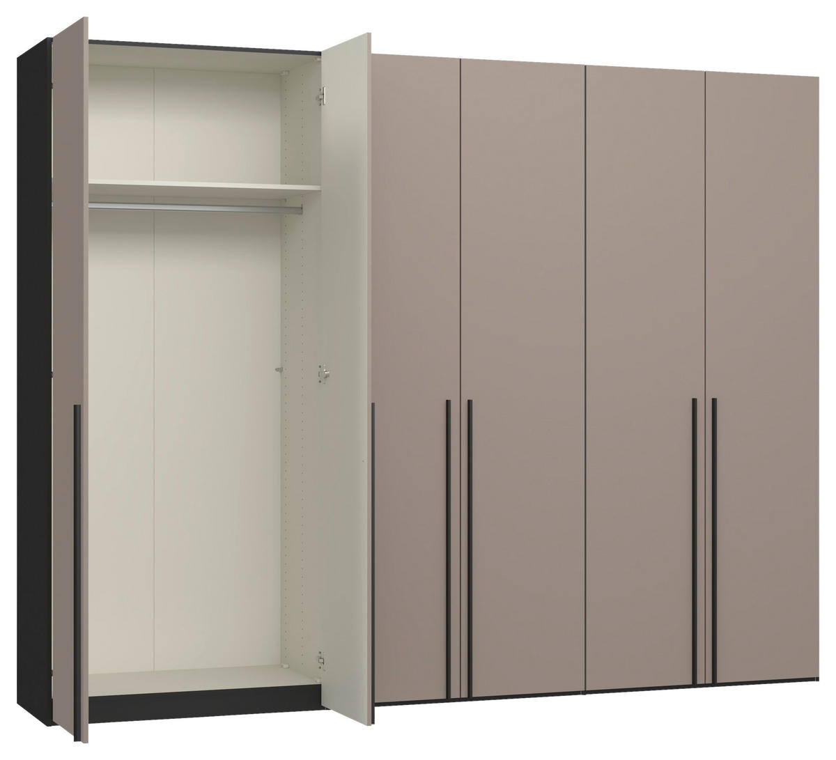 DREHTÜRENSCHRANK 303/236/59 cm,  in Schwarz, Hellbraun, 6-türig  - Hellbraun/Schwarz, Design, Holzwerkstoff/Metall (303/236/59cm) - Jutzler