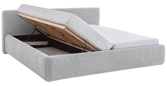 POLSTERBETT Bettkasten, Lattenroste Hellgrau 180/200 cm  - Birkefarben/Buchefarben, Design, Holz/Textil (180/200cm) - Xora