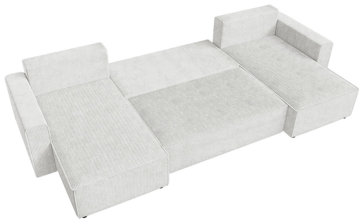 WOHNLANDSCHAFT Naturfarben Cord  - Schwarz/Naturfarben, KONVENTIONELL, Kunststoff/Textil (140/305/140cm) - Carryhome