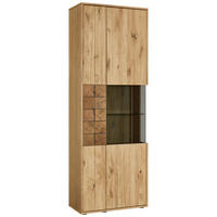 VITRINE Alteiche  73,3/206,9/37,4 cm  - Alteiche/Anthrazit, Konventionell, Glas/Holz (73,3/206,9/37,4cm) - Linea Natura