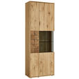 VITRINE  in furniert, massiv Eiche Alteiche  - Alteiche/Anthrazit, KONVENTIONELL, Glas/Holz (73,3/206,9/37,4cm) - Linea Natura