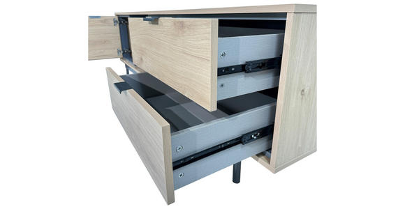 LOWBOARD META in 180/56,2/40 cm - Eichefarben/Anthrazit, Design, Holzwerkstoff/Metall (180/56,2/40cm) - Xora