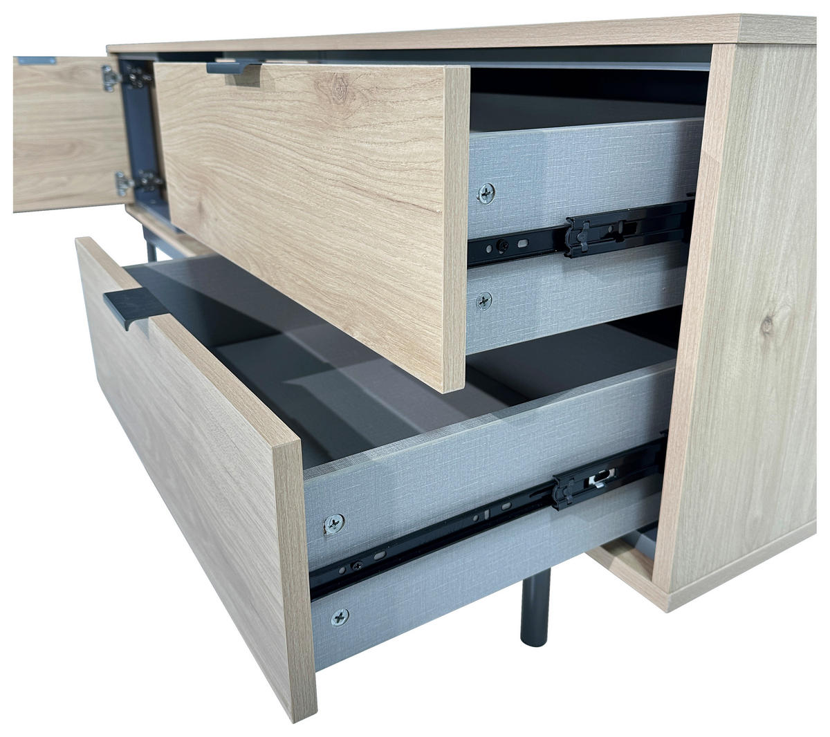 LOWBOARD META  in 180/56,2/40 cm  - Eichefarben/Anthrazit, Design, Holzwerkstoff/Metall (180/56,2/40cm) - Xora