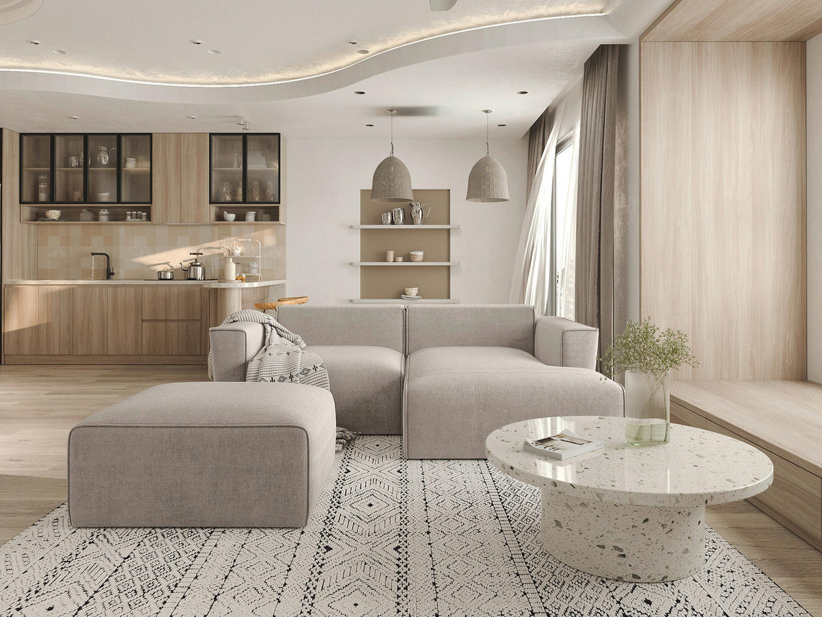 ECKSOFA Taupe Struktur  - Taupe/Graubraun, Design, Kunststoff/Textil (234/161cm) - P & B