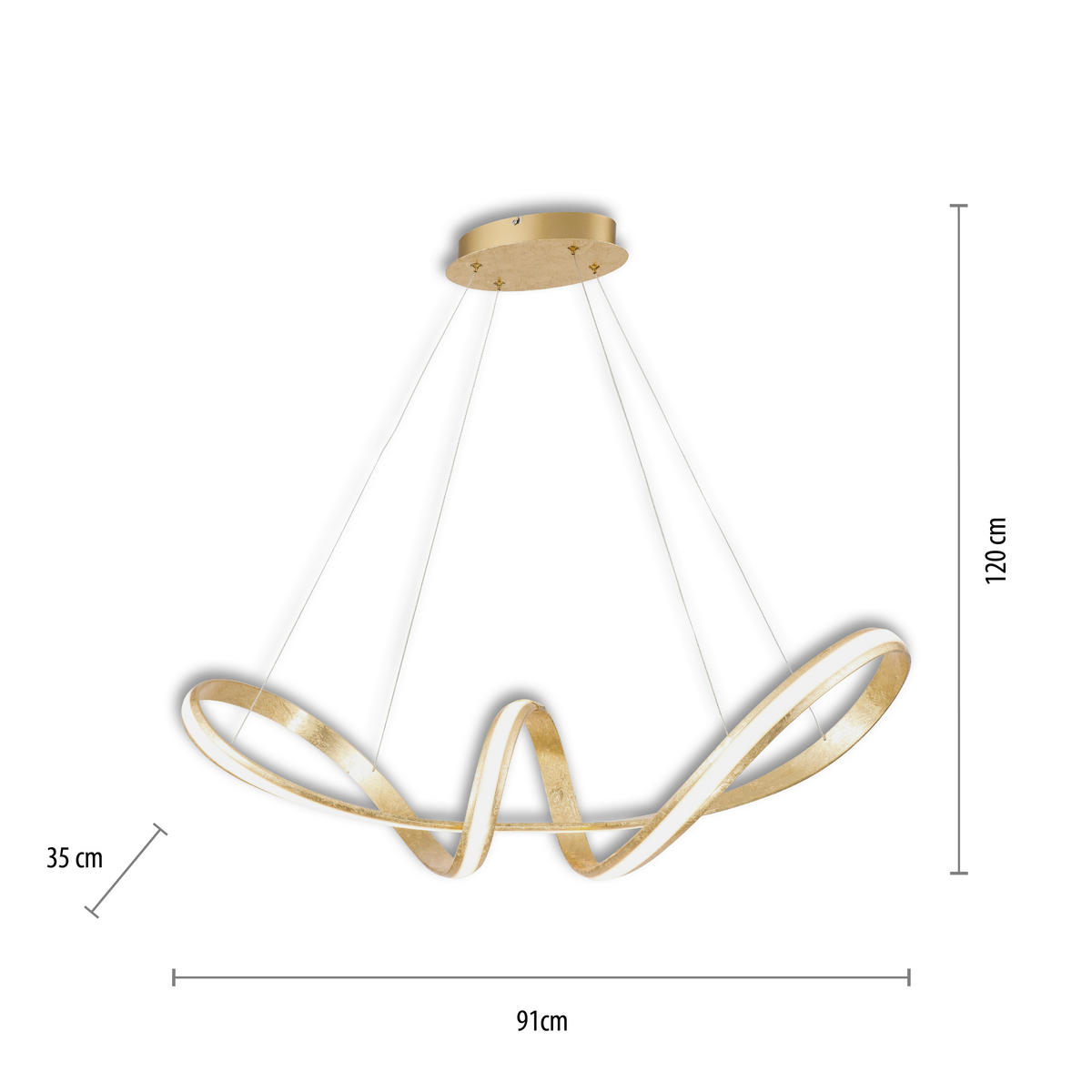 LED-HÄNGELEUCHTE Melinda 91 cm   - Goldfarben, Design, Kunststoff/Metall (91cm) - Paul Neuhaus