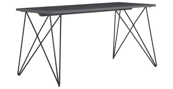 SCHREIBTISCH 160/65/75 cm  in Anthrazit, Schwarz  - Anthrazit/Schwarz, Design, Holzwerkstoff/Metall (160/65/75cm) - Novel