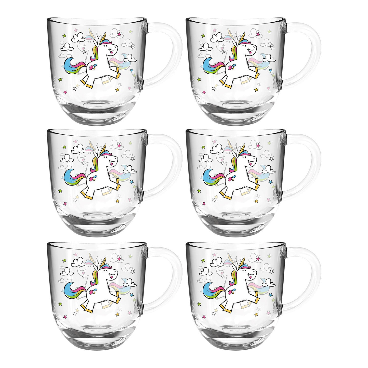 TASSENSET 6-teilig  - Transparent, Trend, Glas (13,60/14,10/8,70cm) - Leonardo