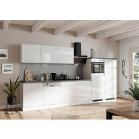 KÜCHENBLOCK MONZA 360 cm  in Grau, Weiß, Weiß Hochglanz  - Weiß Hochglanz/Weiß, LIFESTYLE, Holzwerkstoff (360cm) - Held