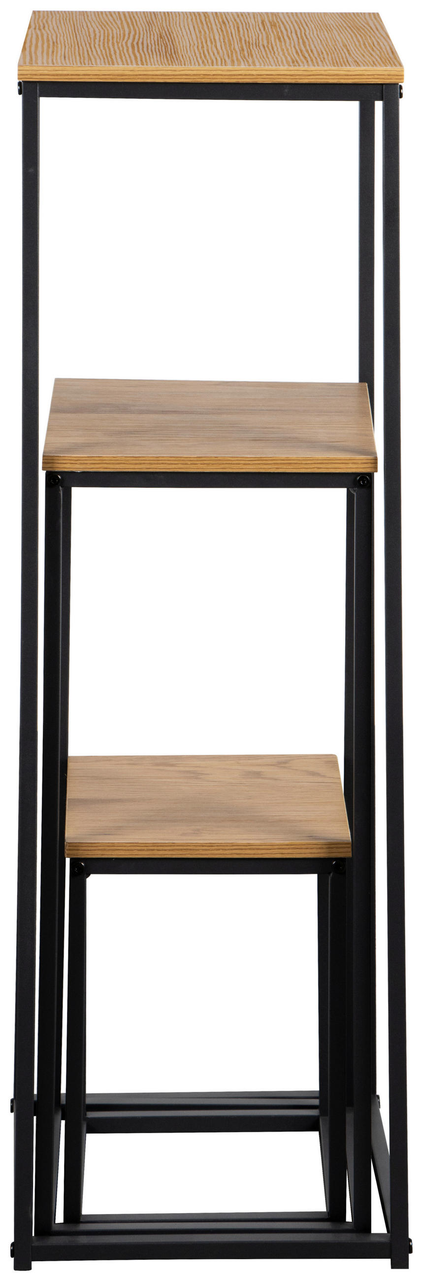 BLUMENTISCHSET Metall, Holzwerkstoff  - Eichefarben/Schwarz, Design, Holzwerkstoff/Metall (30/26/22/90/60/30/30/26/22cm) - MID.YOU