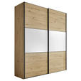 SCHWEBETÜRENSCHRANK  in Weiß, Eiche Artisan  - Schwarz/Weiß, Holzwerkstoff/Metall (167/222/68cm) - Moderano