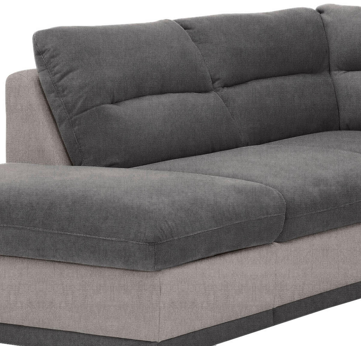 ECKSOFA Hellgrau, Anthrazit Velours  - Chromfarben/Beige, KONVENTIONELL, Textil/Metall (217/264cm) - MID.YOU