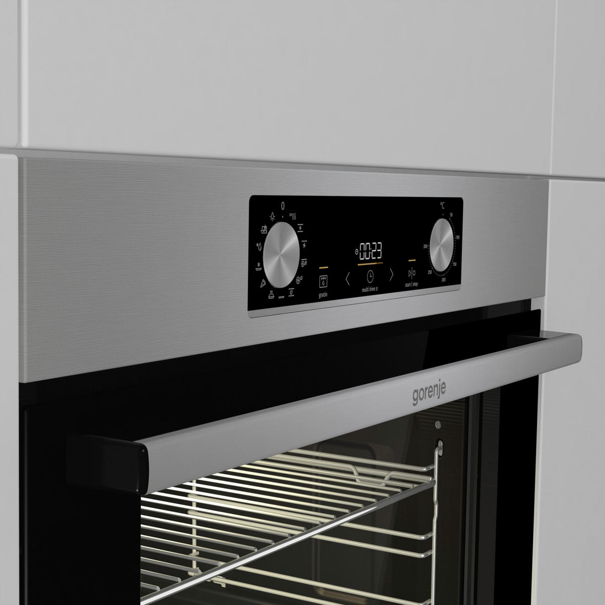 BACKOFENSET BLACK PEPPER SIX  - Edelstahlfarben, Basics, Glas/Metall (59,5/59,5/56,4cm) - Gorenje