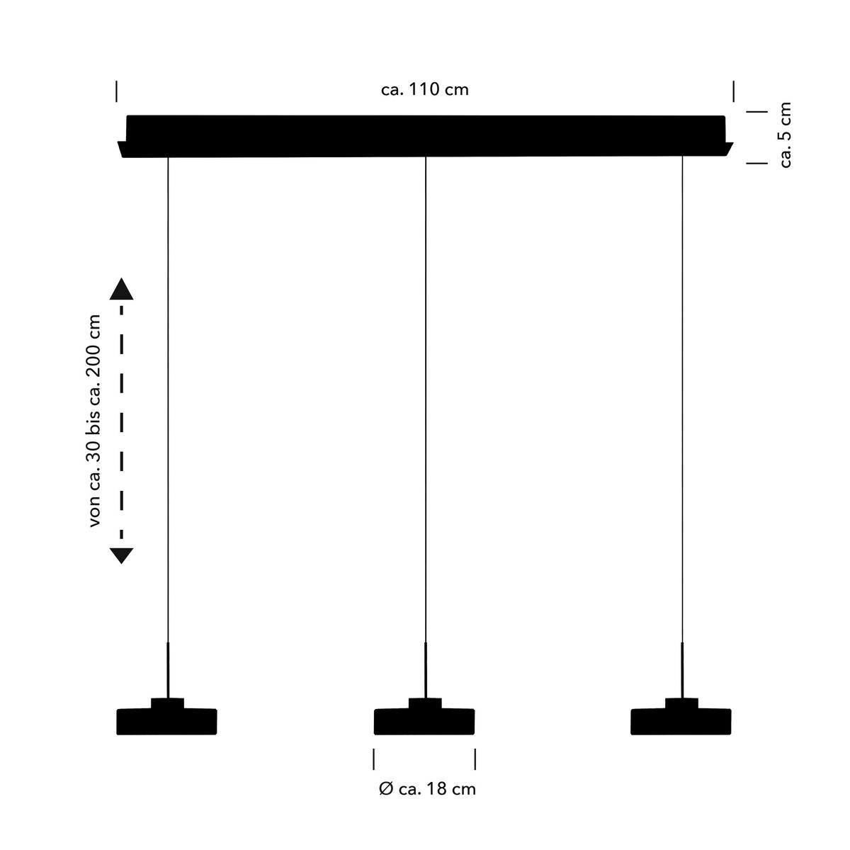 LED-HÄNGELEUCHTE SPENCER 112/18/30-200 cm   - Anthrazit, Design, Metall (112/18/30-200cm) - Hell
