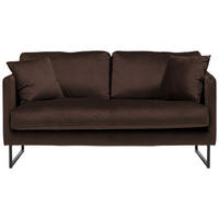 2-SITZER-SOFA in Samt Dunkelbraun  - Dunkelbraun/Schwarz, Design, Textil/Metall (150/78/84cm) - Carryhome