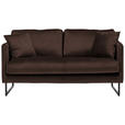 2-SITZER-SOFA in Samt Dunkelbraun  - Dunkelbraun/Schwarz, Design, Textil/Metall (150/78/84cm) - Carryhome