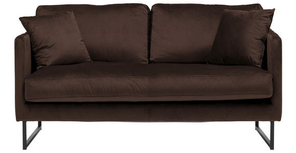 2-SITZER-SOFA in Samt Dunkelbraun  - Dunkelbraun/Schwarz, Design, Textil/Metall (150/78/84cm) - Carryhome