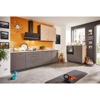 KÜCHENLEERBLOCK  270/120 cm  in Anthrazit, Eichefarben  - Chromfarben/Eichefarben, KONVENTIONELL, Holzwerkstoff/Metall (270/120cm) - Welnova