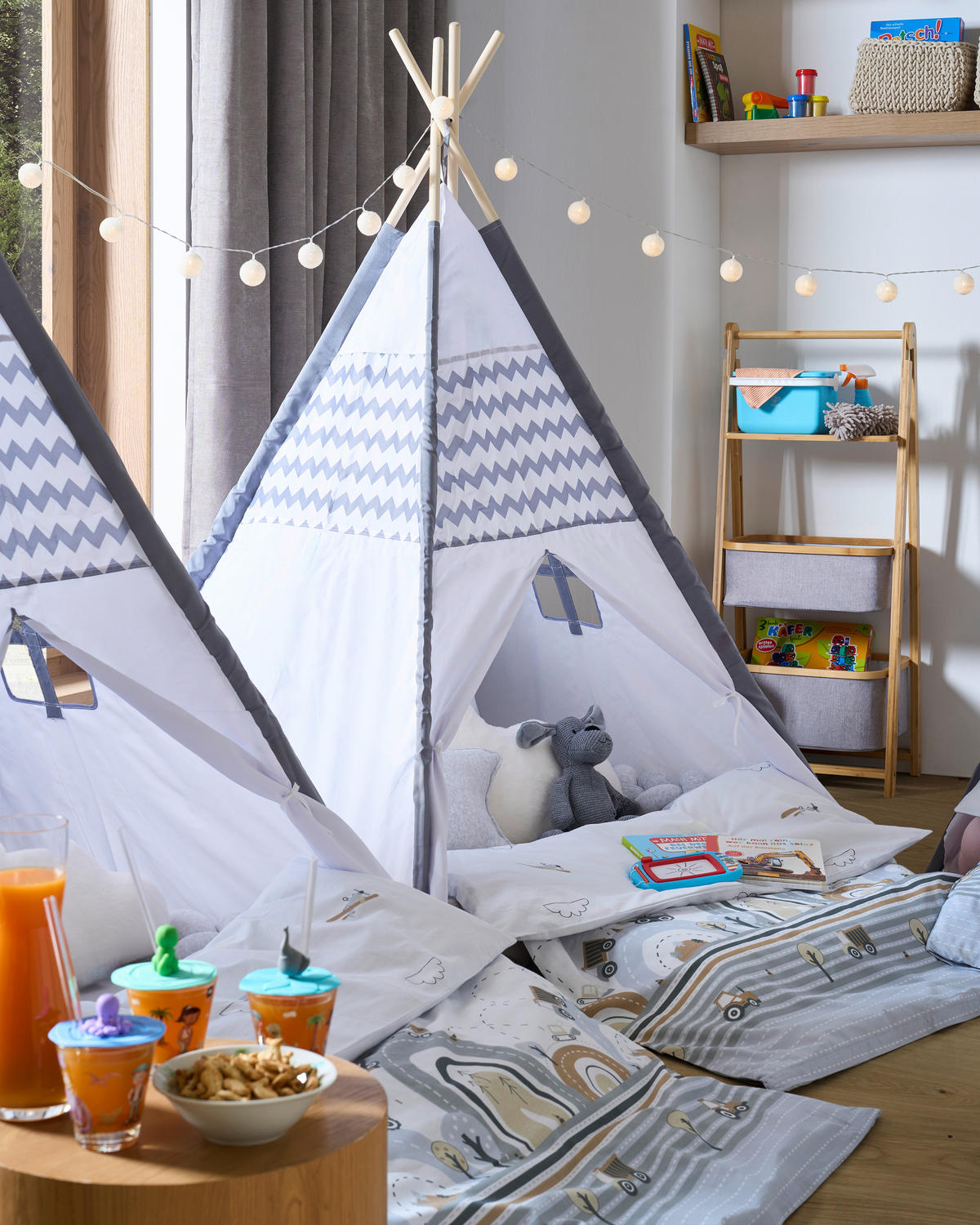 SPIELZELT - Hellgrau/Weiß, Basics, Holz/Textil (120/150/120cm) - My Baby Lou