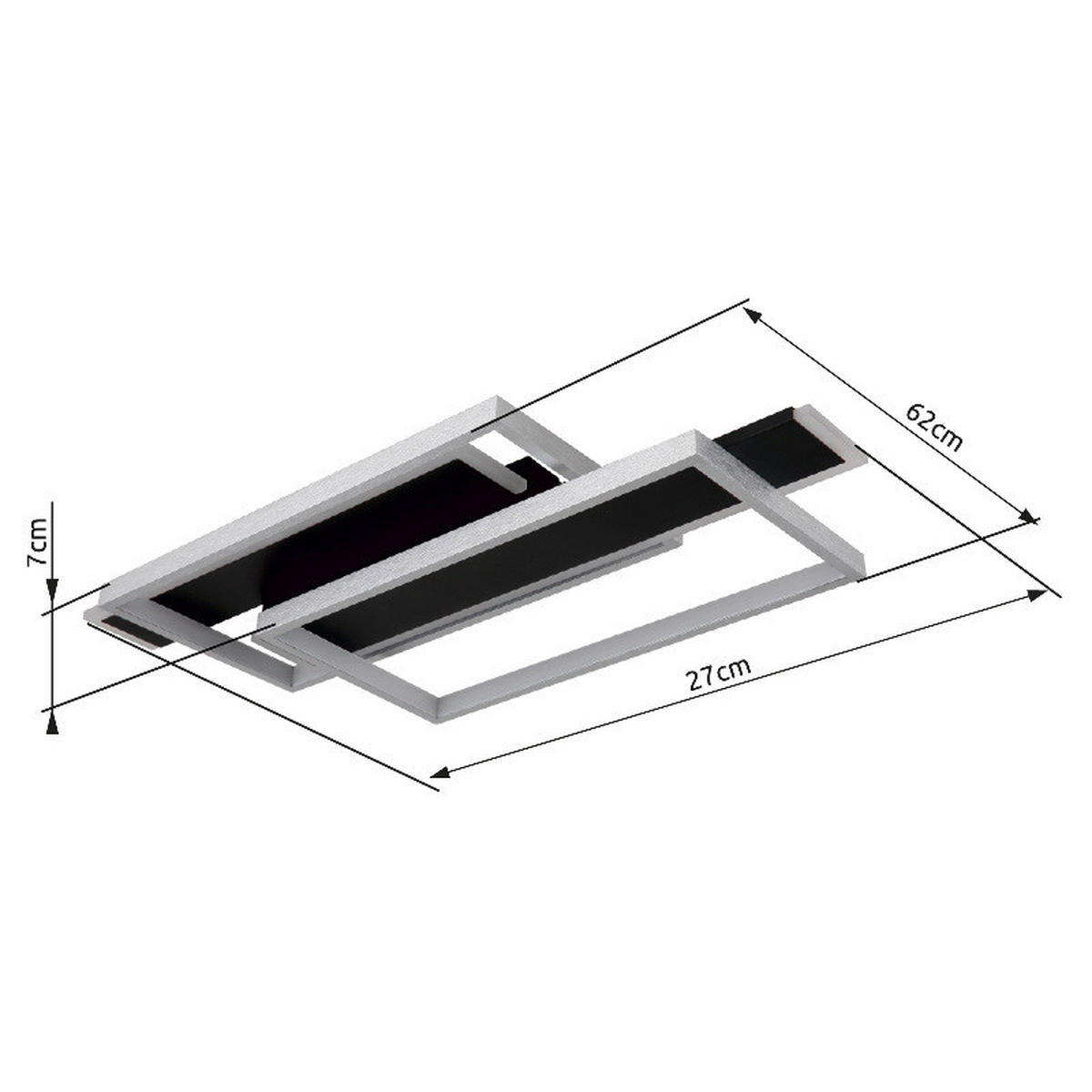 LED-DECKENLEUCHTE    62/27/8,2 cm  - Opal/Schwarz, Design, Kunststoff/Metall (62/27/8,2cm) - Globo