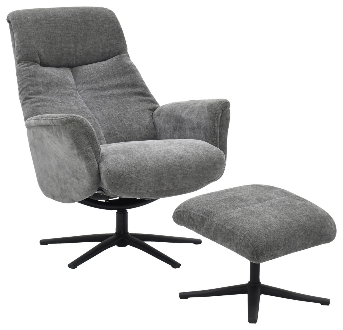RELAXSESSELSET RELAVO Webstoff Hocker    - Schwarz/Grau, Design, Textil/Metall (72/109/86/111/81cm) - Livetastic