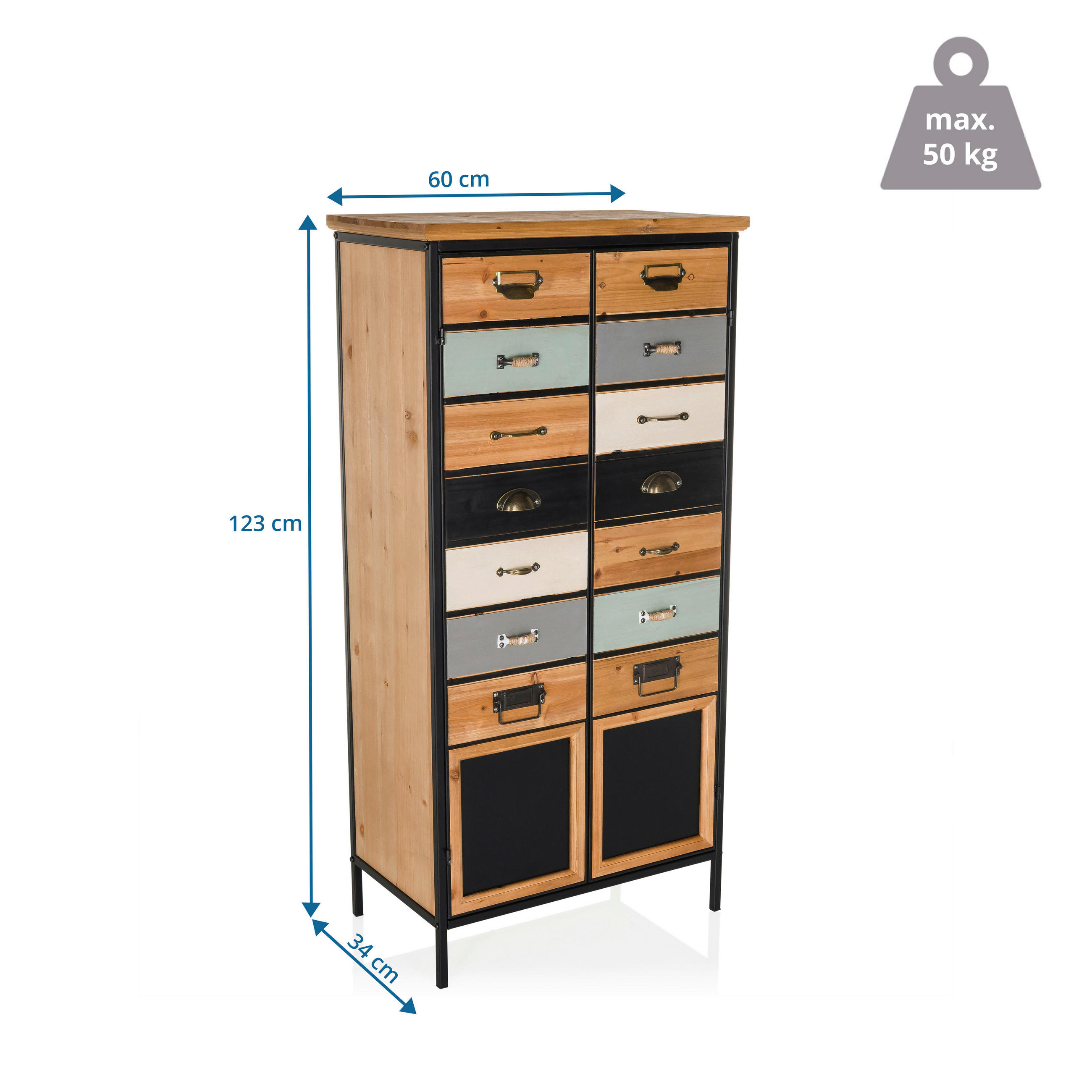 KOMMODE  in 60/123/34 cm  - Schwarz, MODERN, Holz/Metall (60/123/34cm) - MID.YOU