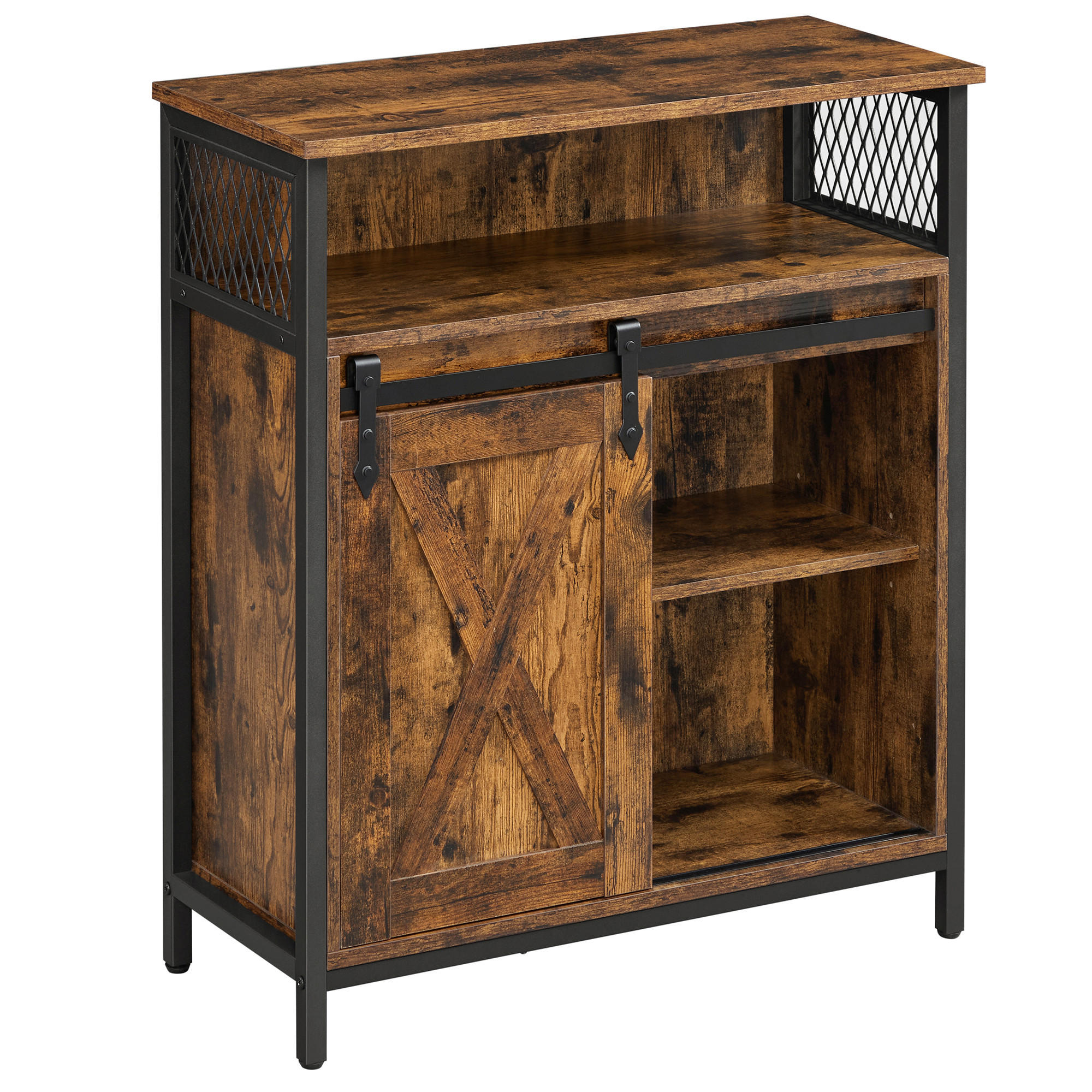 KOMODA, hnědá, černá, 70/80/30 cm - černá/hnědá, Trend, kov/kompozitní dřevo (70/80/30cm) - Boxxx
