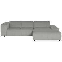 ECKSOFA HANNAH Hellgrau Cord  - Hellgrau/Schwarz, Design, Kunststoff/Textil (304/200cm) - MID.YOU