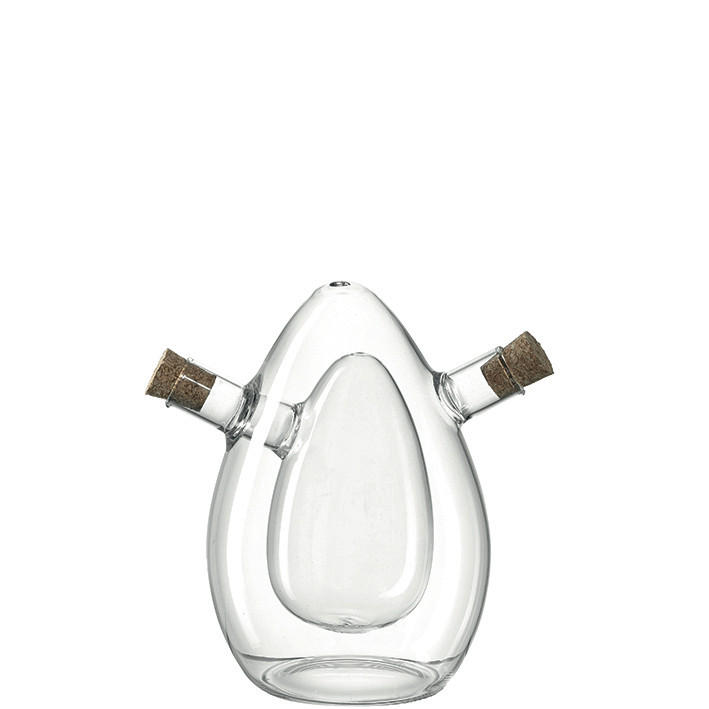 ESSIG-/ÖLFLASCHE - Klar, Basics, Glas/Holz (11/15,7/11cm) - Leonardo