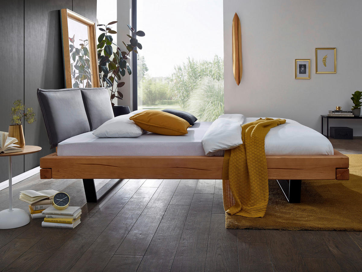 BALKENBETT 180/200 cm  in Eichefarben, Bernsteinfarben   - Eichefarben/Bernsteinfarben, Modern, Holz/Textil (180/200cm) - Livetastic