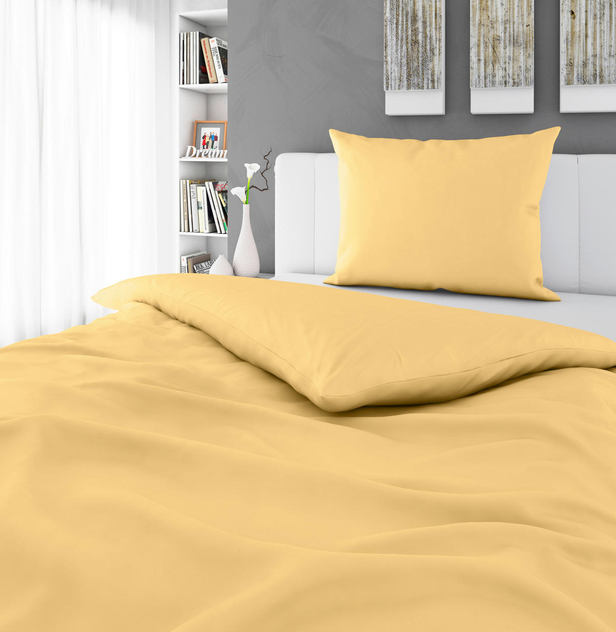 BETTWÄSCHE 2-teilig TANJA Satin 140/200 cm  - Gelb, Basics, Textil (140/200cm) - Novel