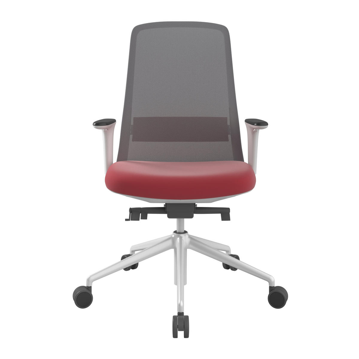 DREHSTUHL Lederlook Grau, Rot, Weiß  - Rot/Weiß, MODERN, Kunststoff/Textil (70/103-115/70cm)