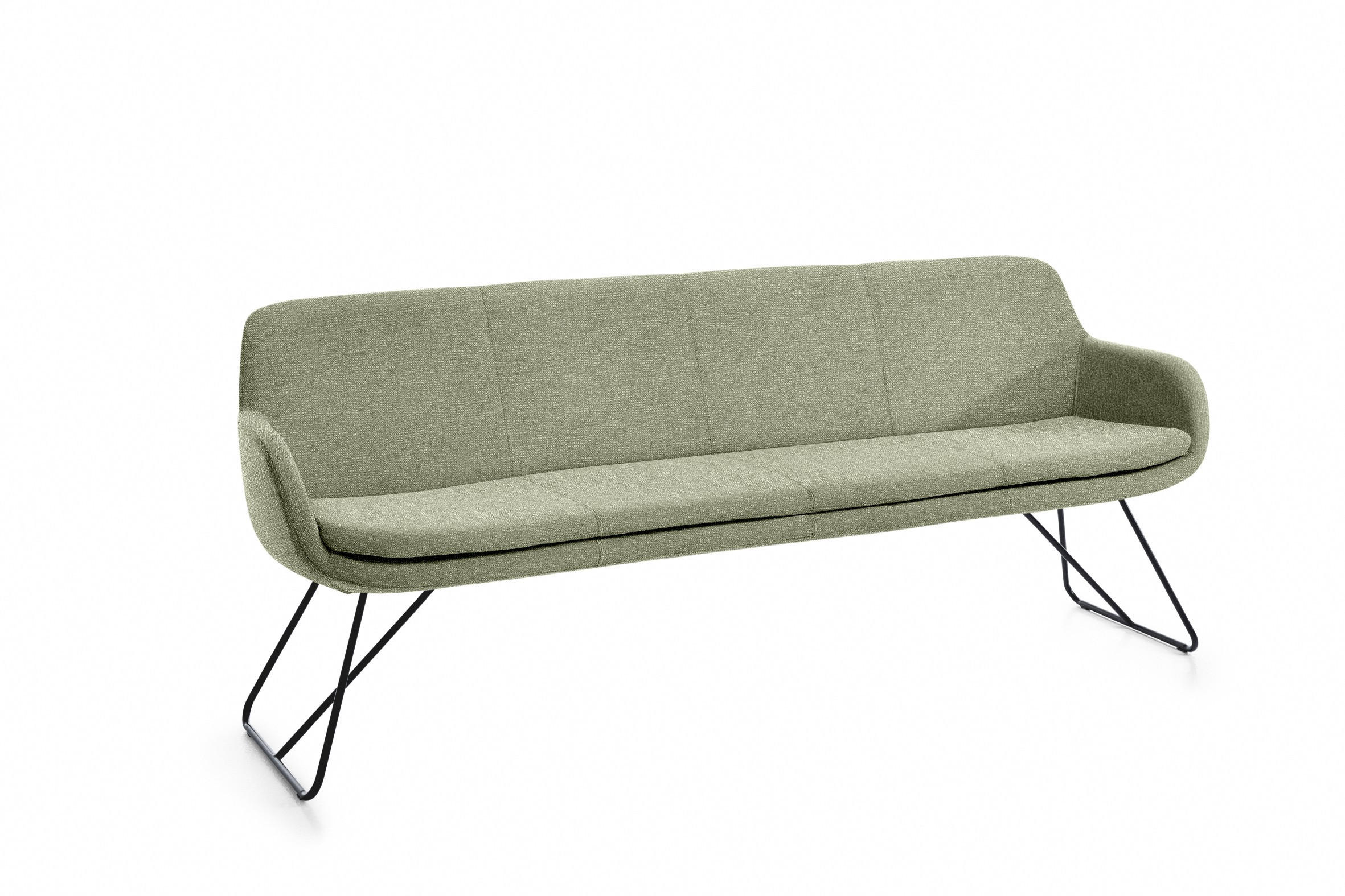 SITZBANK 200/87/65 cm Webstoff Olivgrün Metall - Schwarz/Olivgrün, Design, Textil/Metall (200/87/65cm) - Musterring