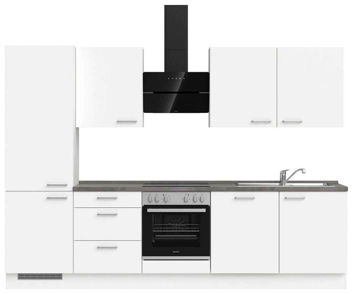 KÜCHENLEERBLOCK 300 cm   in Grau, Weiß  - Edelstahlfarben/Weiß, MODERN, Holzwerkstoff/Metall (300cm) - Nobilia