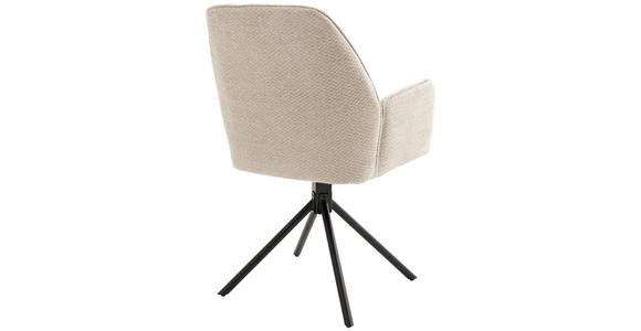 ARMLEHNSTUHL  Sitzfläche 180° drehbar, automatische Rückholfunktion  - Creme/Schwarz, Design, Textil/Metall (59/88/63cm) - Carryhome