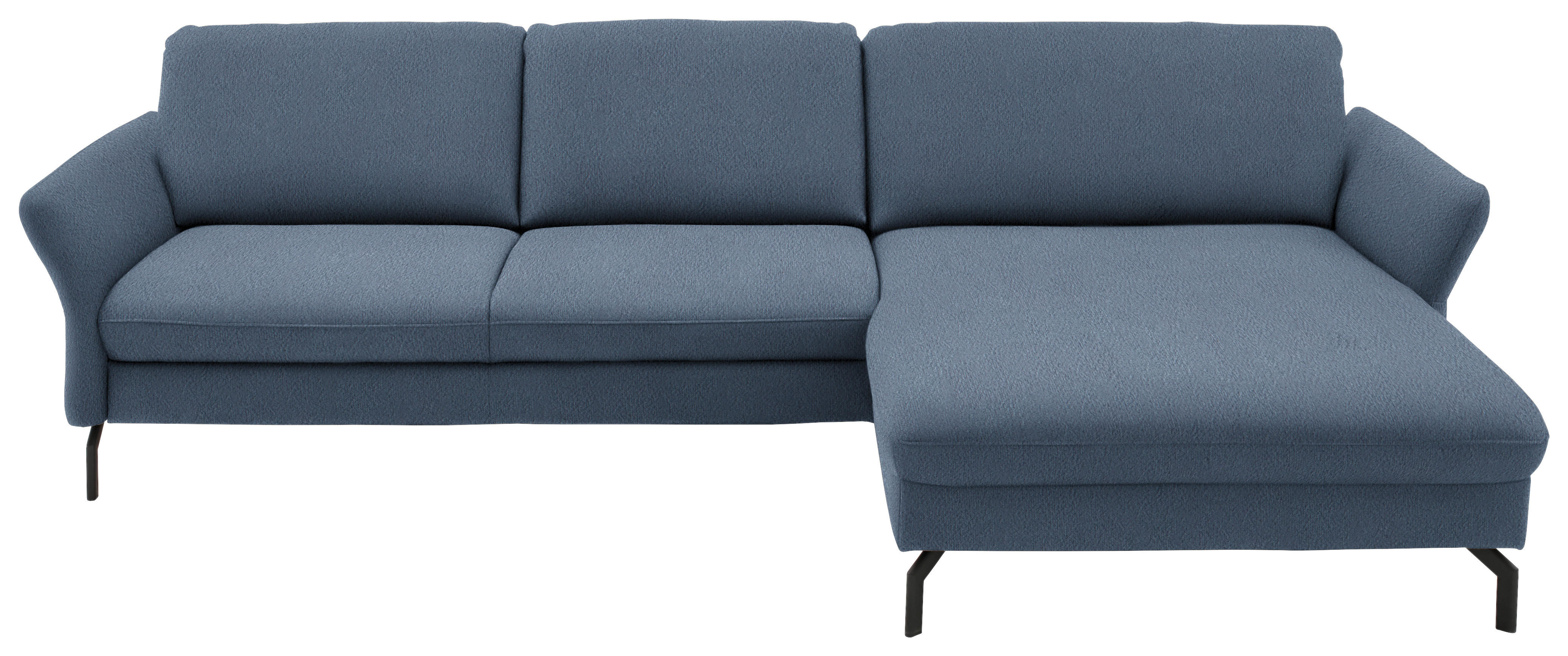 ECKSOFA in Velours Blau  - Blau/Schwarz, Design, Textil/Metall (306/179cm) - Beldomo System