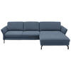 ECKSOFA in Velours Blau  - Blau/Schwarz, Design, Textil/Metall (306/179cm) - Beldomo System
