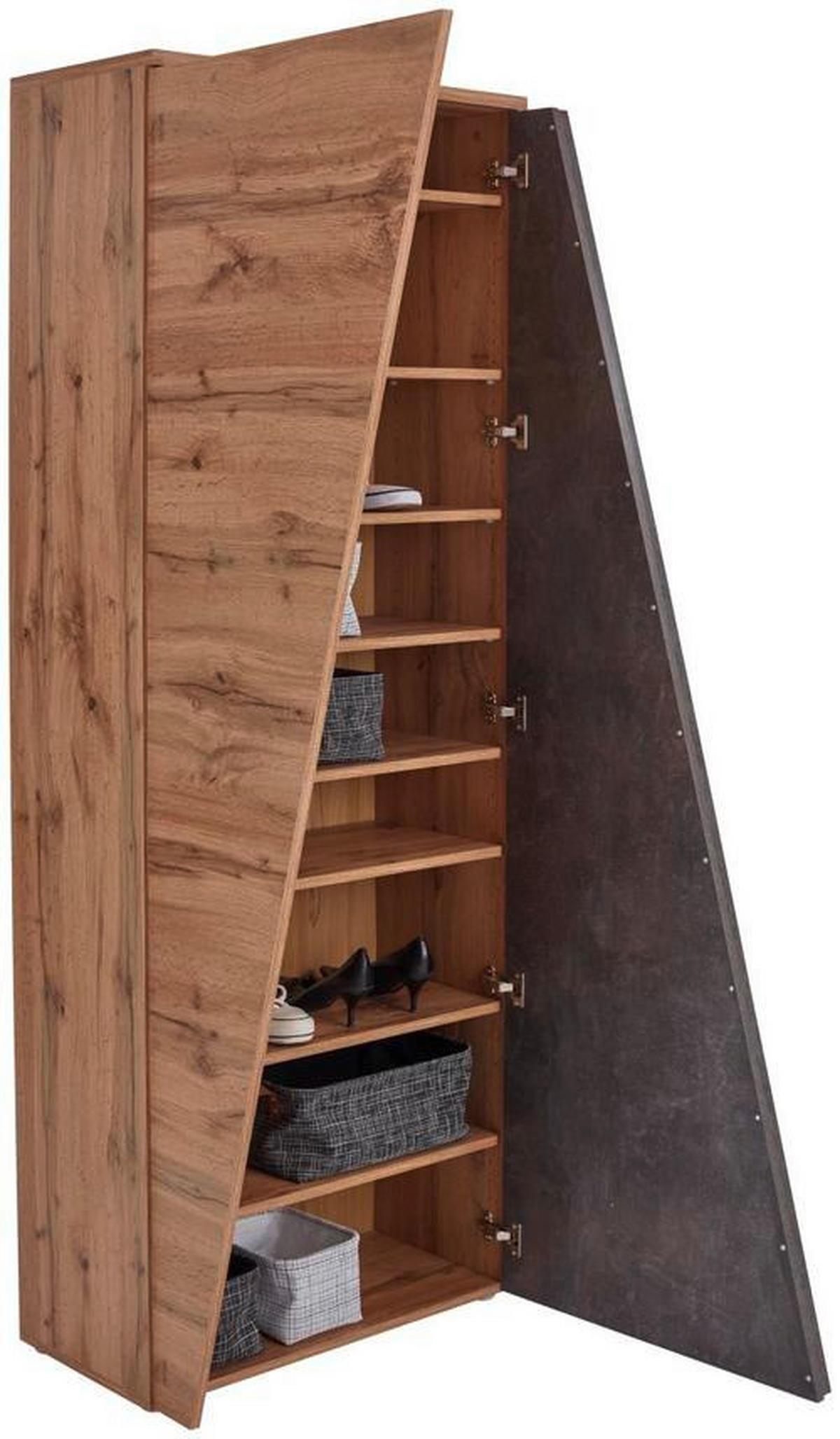 SCHUHSCHRANK Eichefarben, Dunkelgrau  - Eichefarben/Dunkelgrau, MODERN, Holzwerkstoff/Kunststoff (70/196/35cm) - MID.YOU
