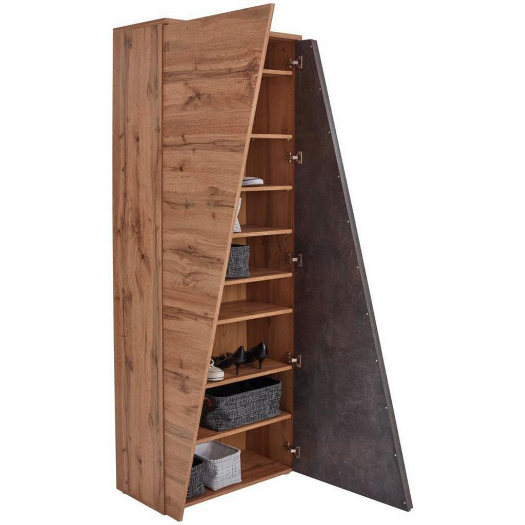 Thumbnail - Mid.you Schuhschrank, Eiche, Dunkelgrau, Holzwerkstoff, 8 Fächer, 70x196x35 cm, Typenauswahl, Garderobe, Schuhaufbewahru...