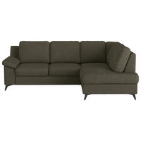 ECKSOFA in Flachgewebe Dunkelgrün  - Dunkelgrün/Schwarz, Konventionell, Textil/Metall (242/170cm) - Cotta