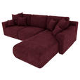 ECKSOFA in Samt Bordeaux  293/195 cm  - Chromfarben/Bordeaux, KONVENTIONELL, Kunststoff/Textil (293/195cm) - Carryhome