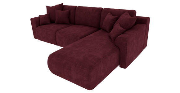 ECKSOFA in Samt Bordeaux  293/195 cm  - Chromfarben/Bordeaux, KONVENTIONELL, Kunststoff/Textil (293/195cm) - Carryhome