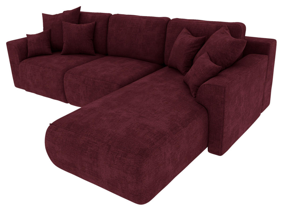 ECKSOFA Bordeaux Samt  - Chromfarben/Bordeaux, KONVENTIONELL, Kunststoff/Textil (293/195cm) - Carryhome