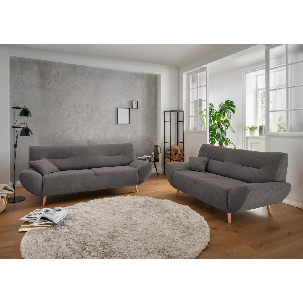 Thumbnail - Mid.you 2-Sitzer-Sofa, Graubraun, Textil, Buche, Uni, Füllung: Schaumstoff, 173x81x90 cm, Made in EU, Typenauswahl, Rück...