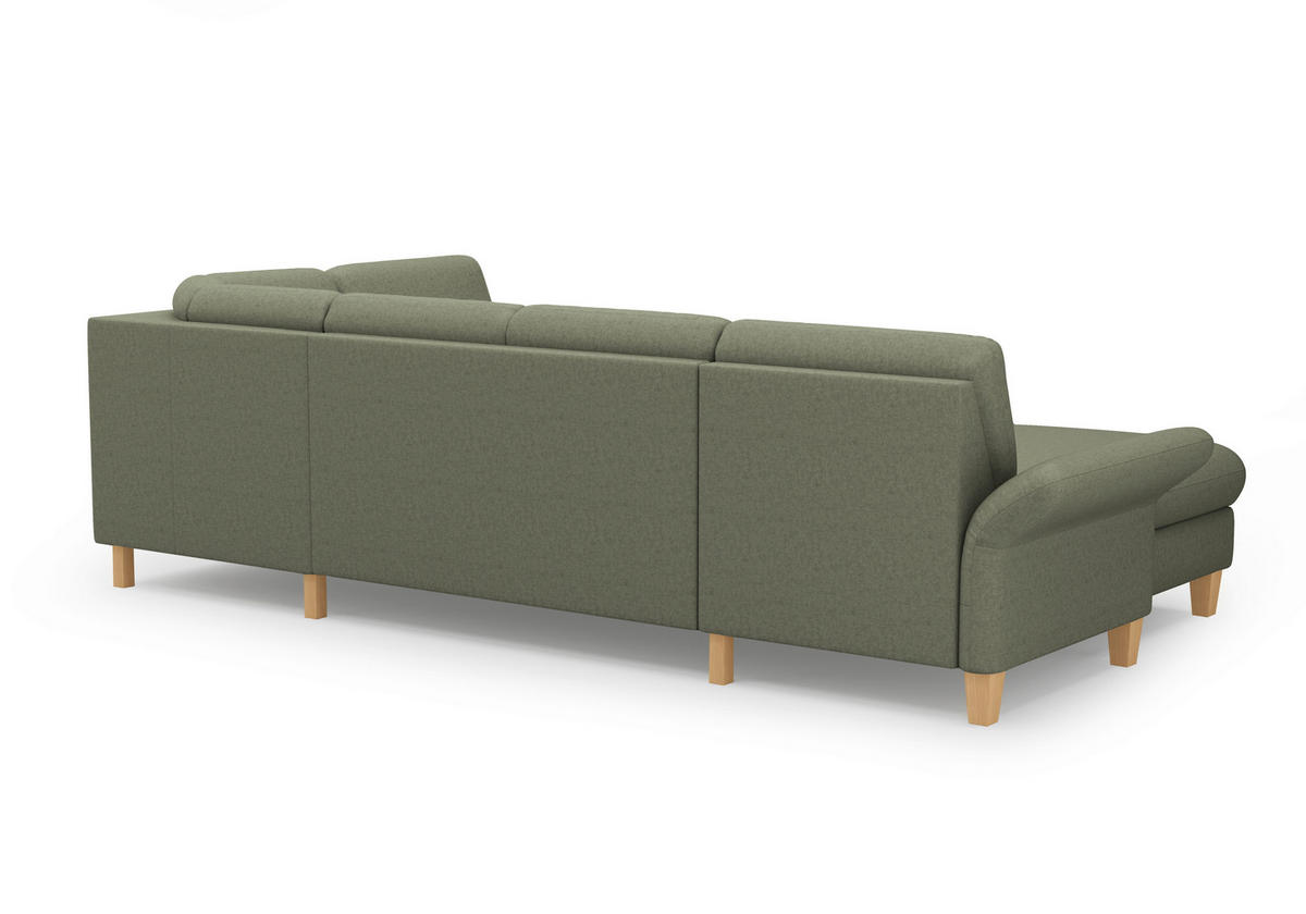 WOHNLANDSCHAFT Olivgrün Flachgewebe  - Eichefarben/Olivgrün, KONVENTIONELL, Holz/Textil (164/314/195cm) - Sit & More